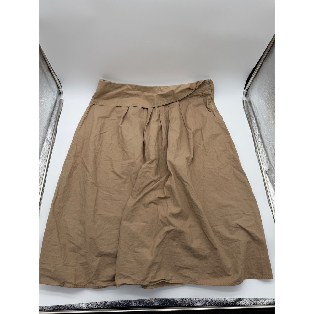 Vintage Jordache Khaki Cotton Pleated Midi Skirt Tan High Waist Plus Size 22W-36